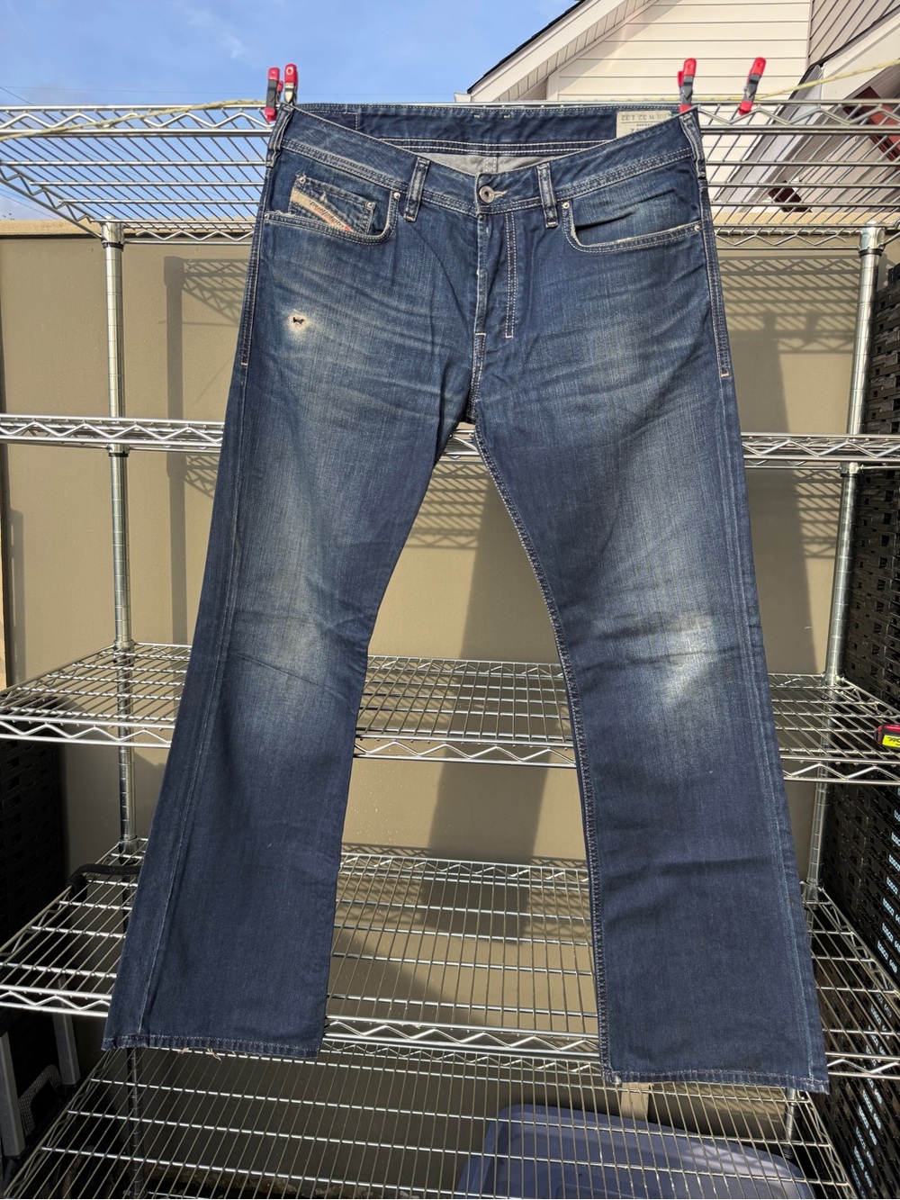 Diesel Zathan Bootcut Jeans Dark Wash Distressed Button Fly Men’s 32x32